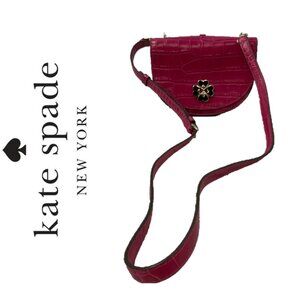 Kate Spade dark pink croco-embossed crossbody (7.5L x 5.125H x 0.5D)